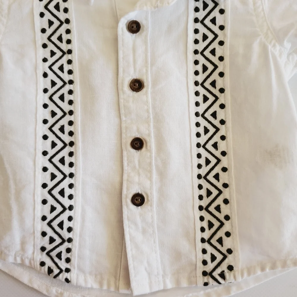 K1097 * Gymboree Boys Button Down Shirt White Size 0/3M